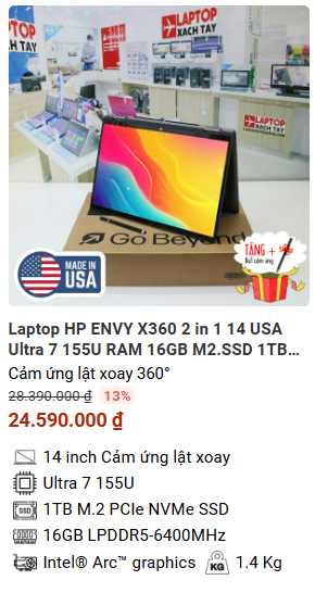 Top 5 Laptop văn phòng cảm ứng đáng xem nhất tháng 12/2024 tại Laptopxachtayshop