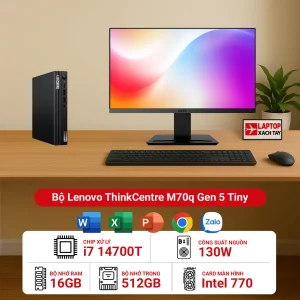 Máy tính bộ Lenovo ThinkCentre M70q Gen 5 Tiny i7 14700T RAM 16GB M2.SSD 512GB